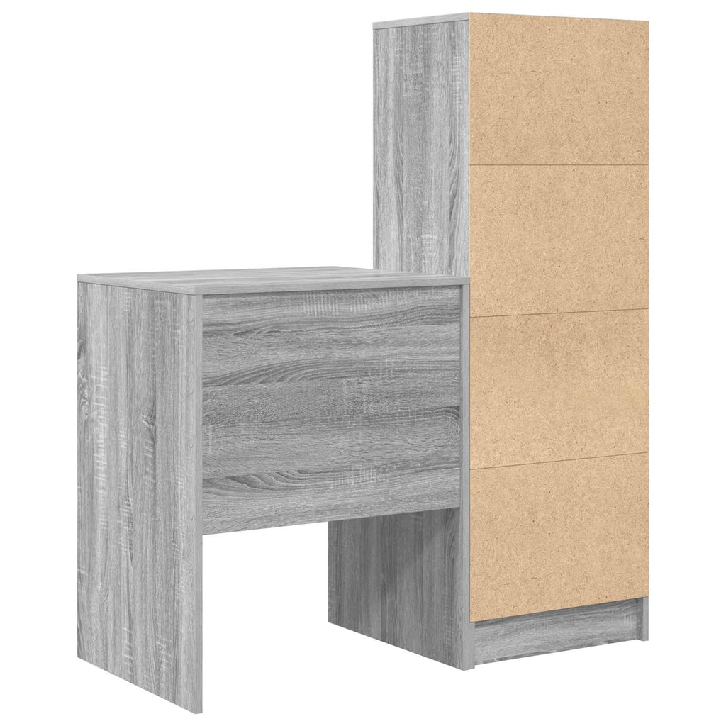 Scrivania con cassetto con lo scaffale 2 pcs Grigio Sonoma