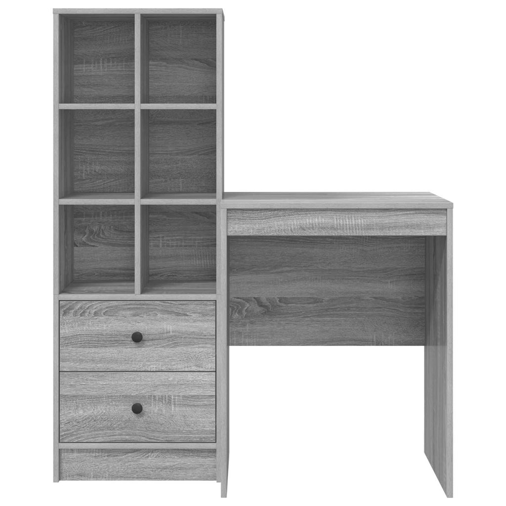 Scrivania con cassetto con lo scaffale 2 pcs Grigio Sonoma