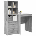Scrivania con cassetto con lo scaffale 2 pcs Grigio Sonoma