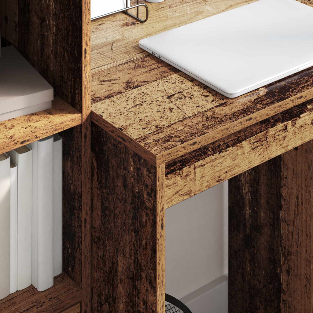 Scrivania con cassetto con lo scaffale 2 pcs Legno vecchio