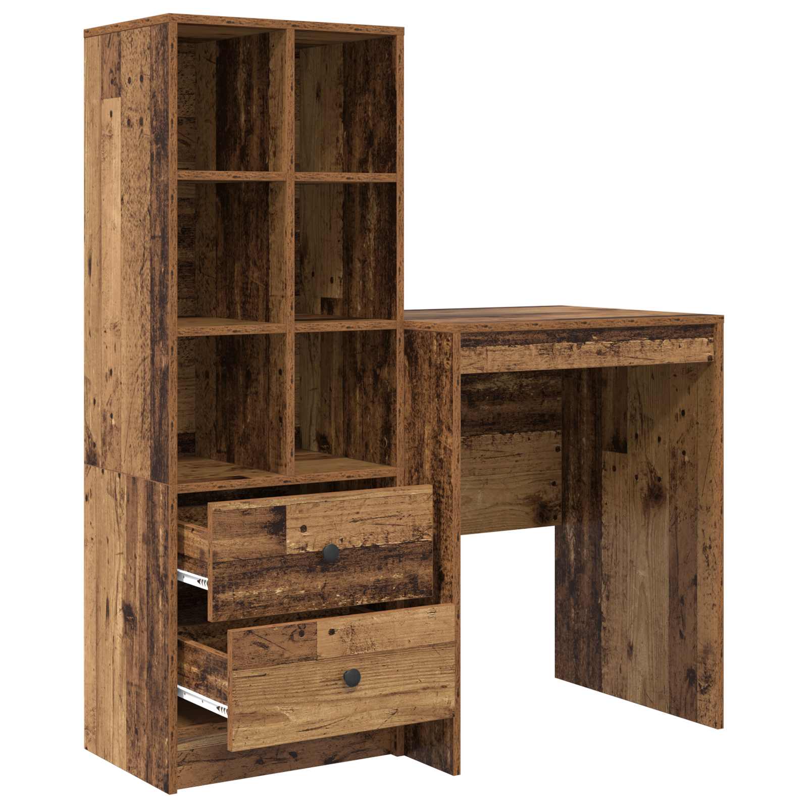 Scrivania con cassetto con lo scaffale 2 pcs Legno vecchio