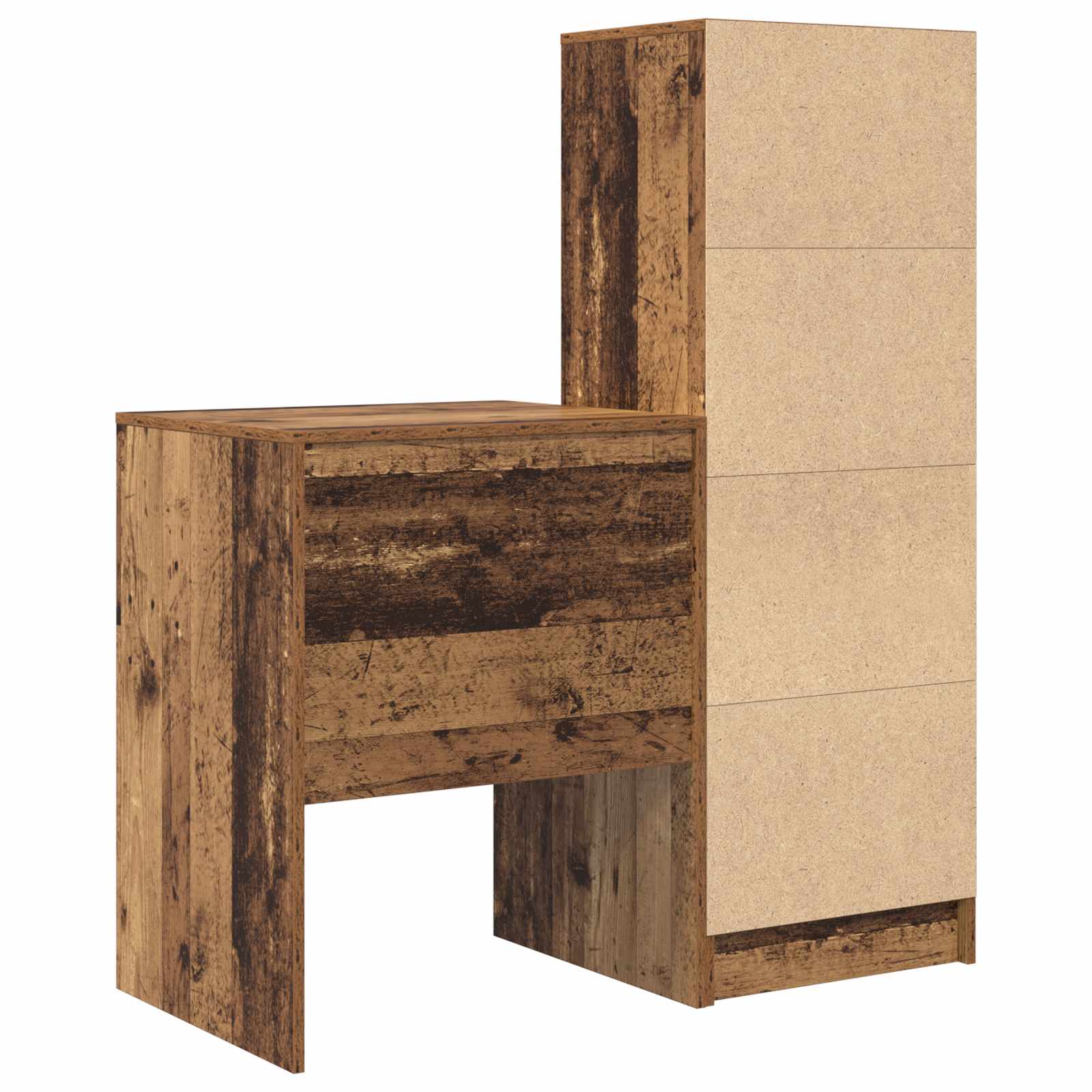 Scrivania con cassetto con lo scaffale 2 pcs Legno vecchio