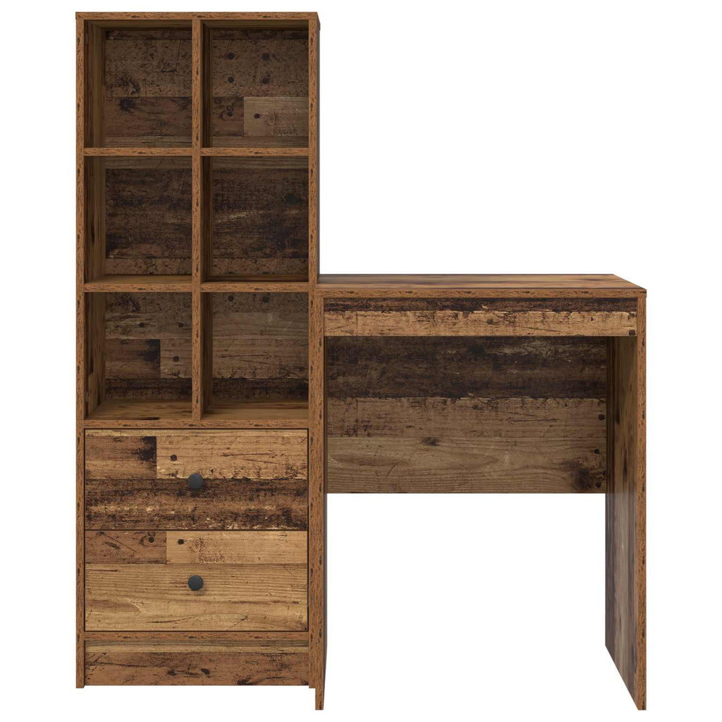 Scrivania con cassetto con lo scaffale 2 pcs Legno vecchio