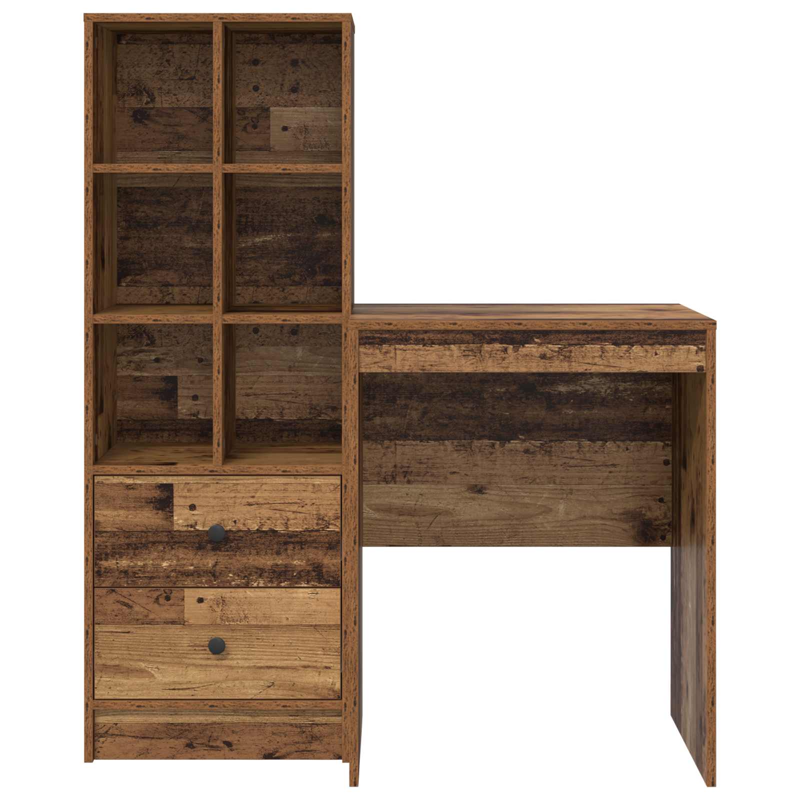 Scrivania con cassetto con lo scaffale 2 pcs Legno vecchio