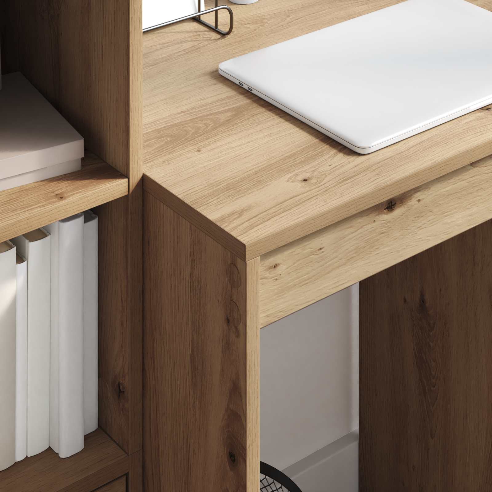 Scrivania con cassetto con lo scaffale 2 pcs Rovere artigianale