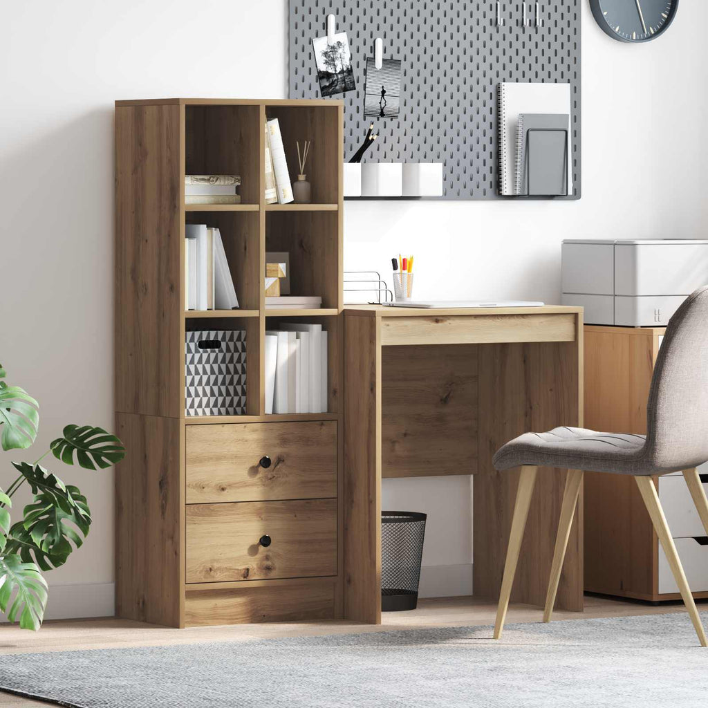 Scrivania con cassetto con lo scaffale 2 pcs Rovere artigianale