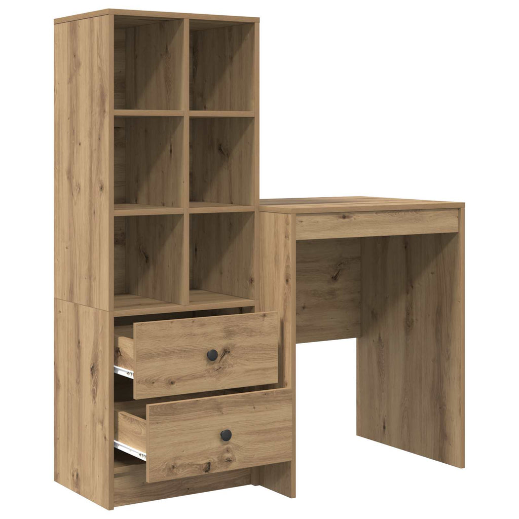 Scrivania con cassetto con lo scaffale 2 pcs Rovere artigianale