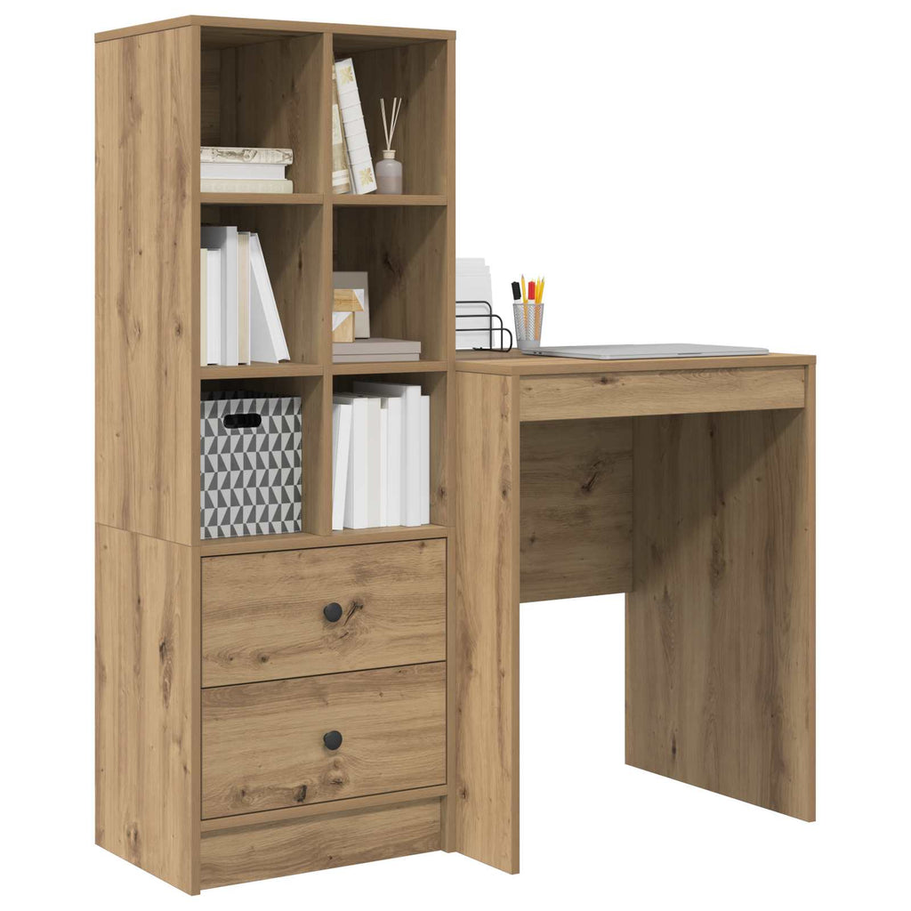 Scrivania con cassetto con lo scaffale 2 pcs Rovere artigianale