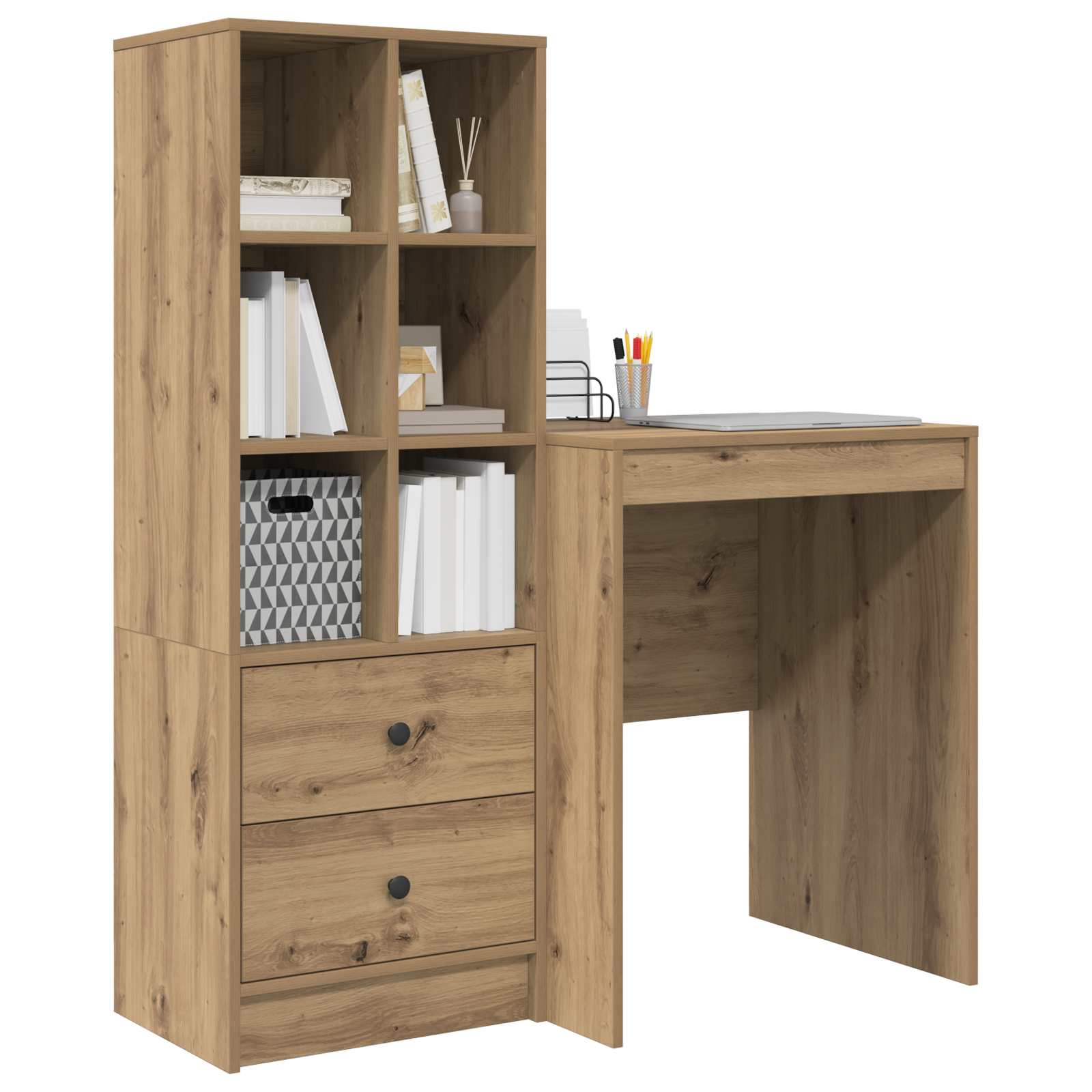 Scrivania con cassetto con lo scaffale 2 pcs Rovere artigianale