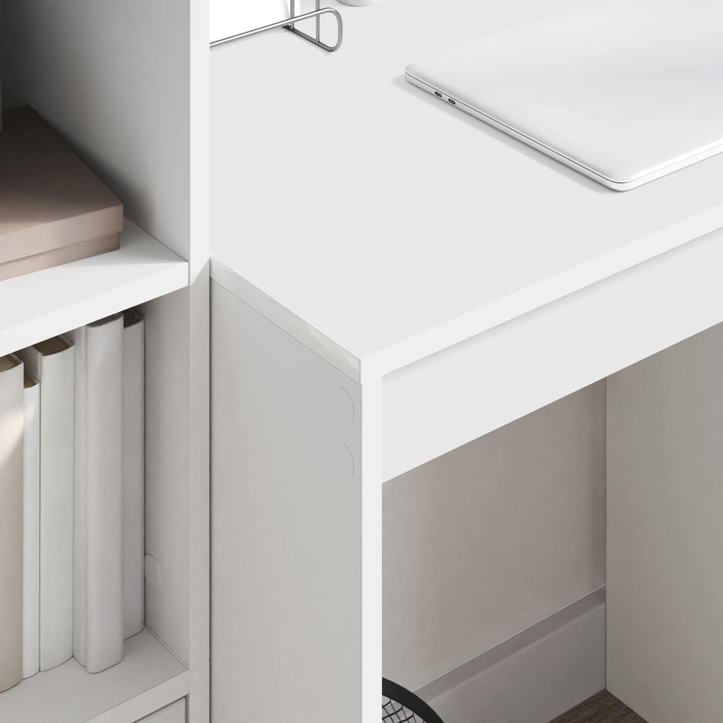 Scrivania con cassetto con lo scaffale 2 pcs Bianco