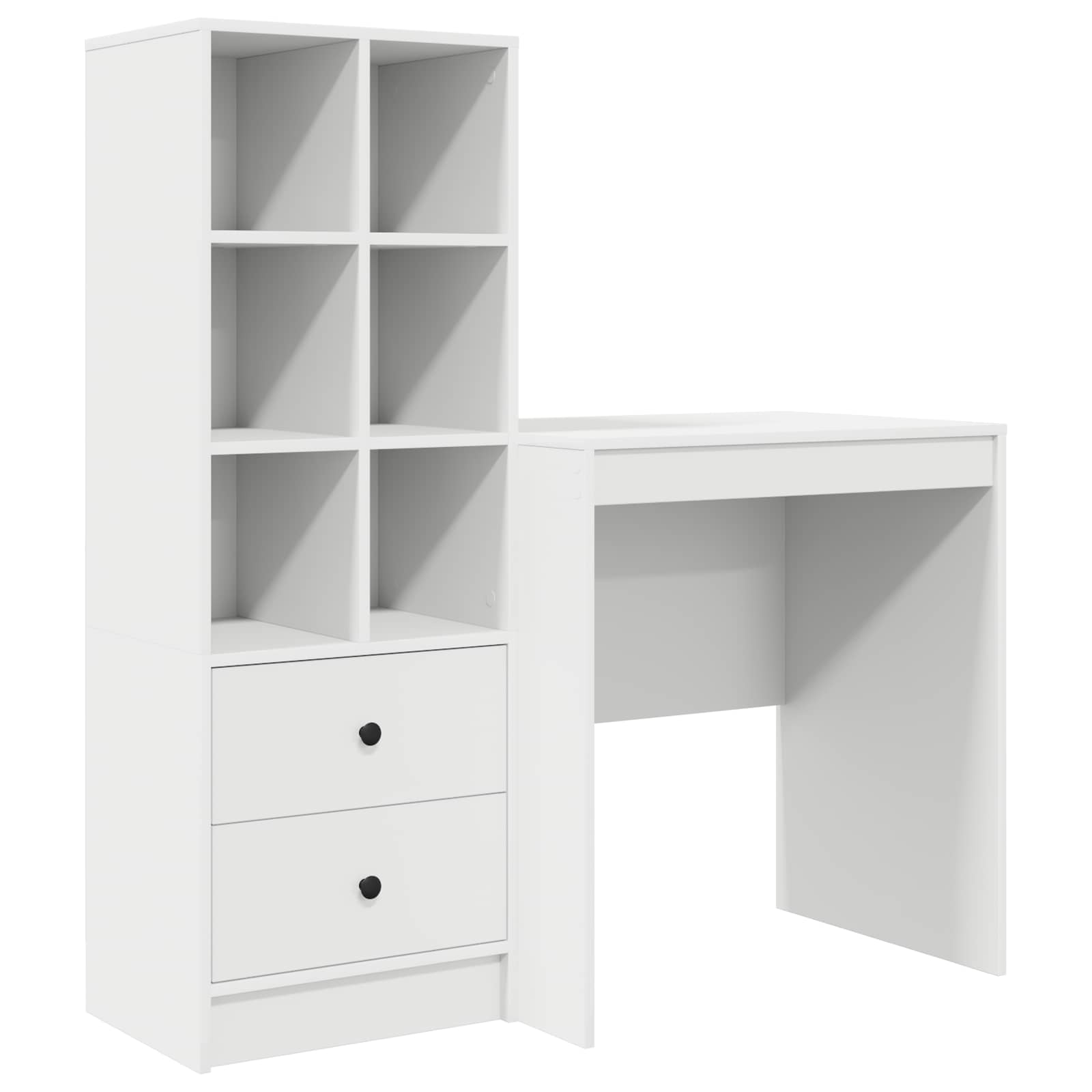 Scrivania con cassetto con lo scaffale 2 pcs Bianco