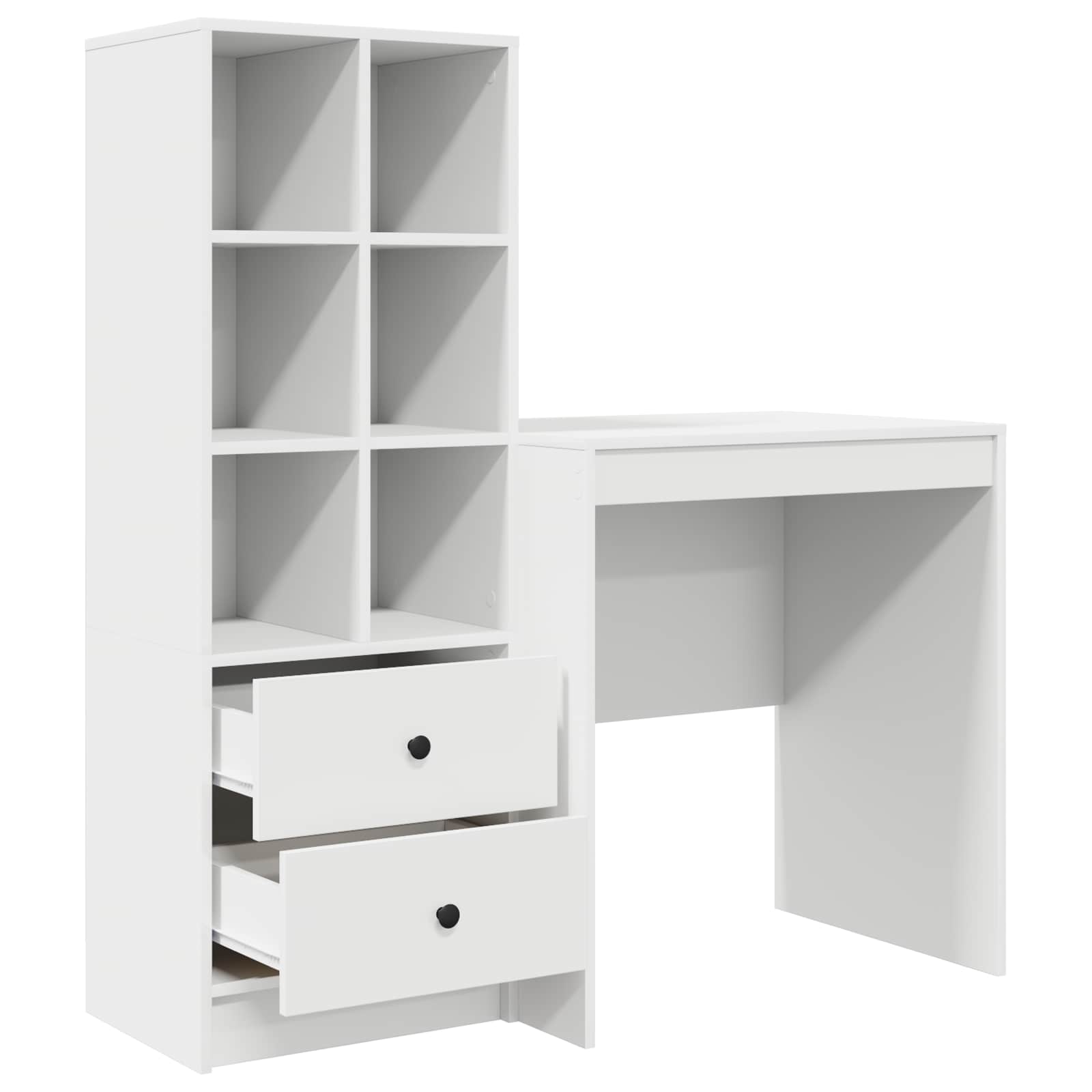 Scrivania con cassetto con lo scaffale 2 pcs Bianco