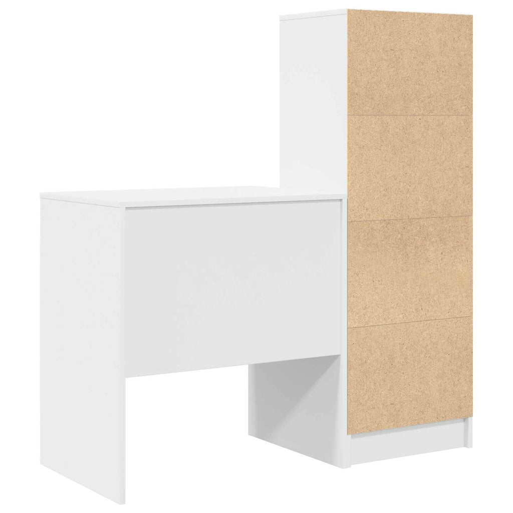 Scrivania con cassetto con lo scaffale 2 pcs Bianco