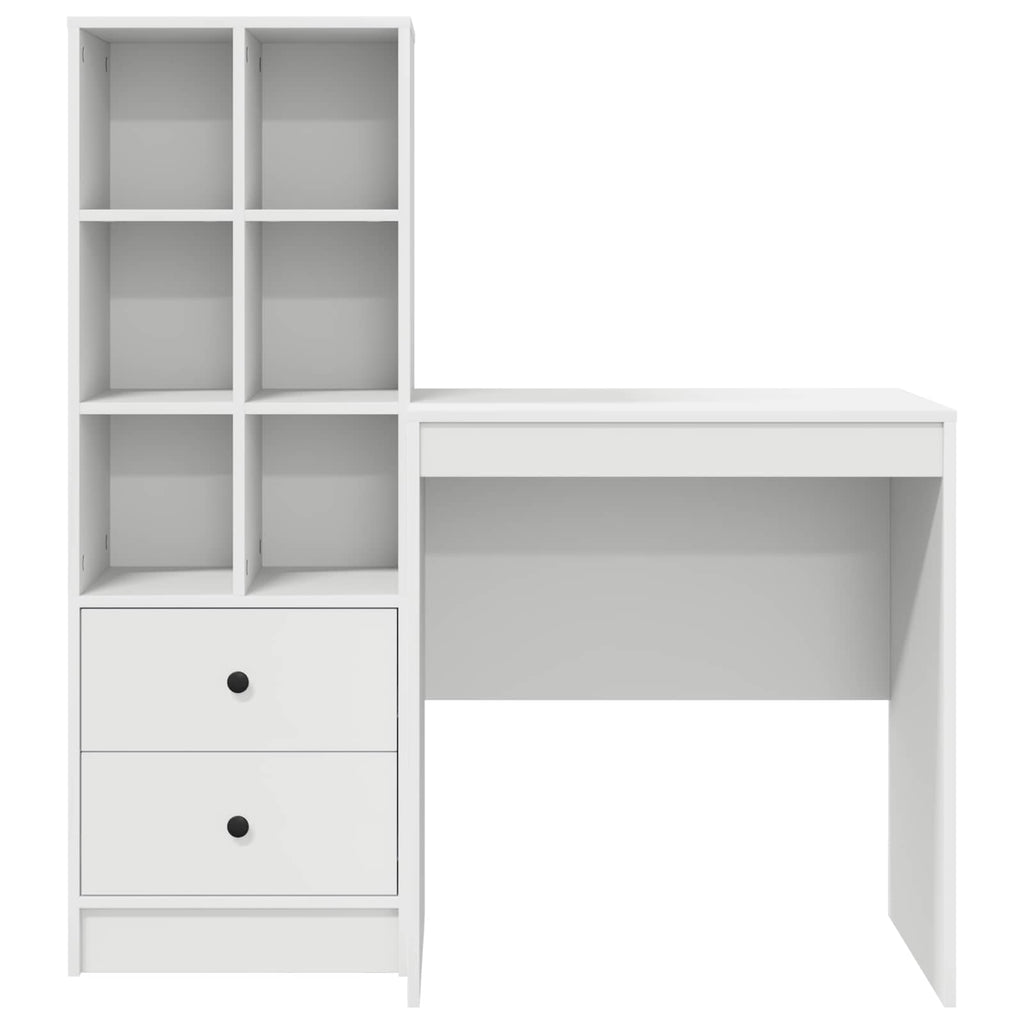 Scrivania con cassetto con lo scaffale 2 pcs Bianco