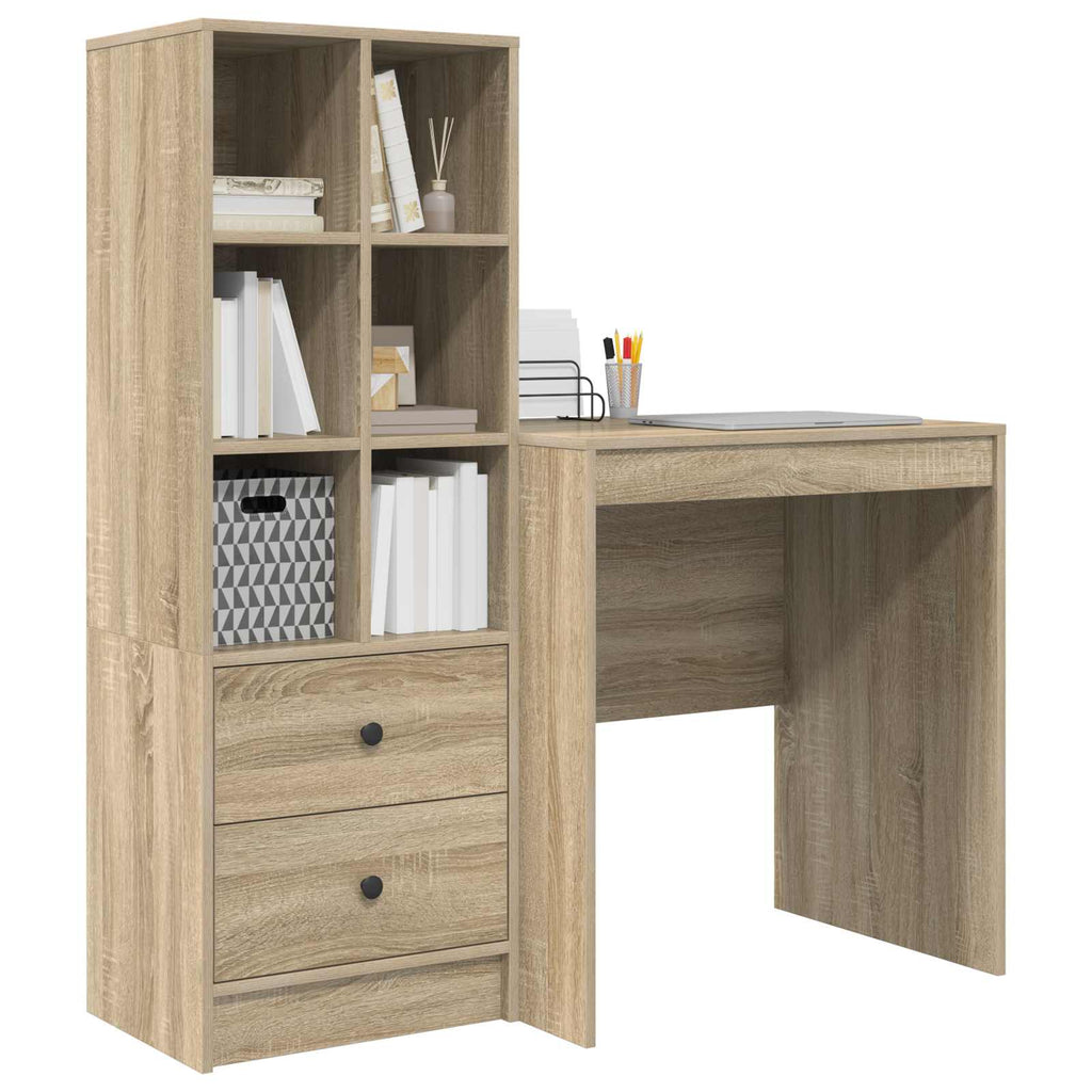 Scrivania con cassetto con lo scaffale 2 pcs Rovere Sonoma