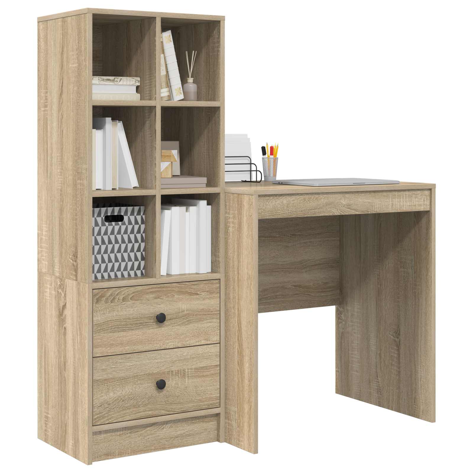 Scrivania con cassetto con lo scaffale 2 pcs Rovere Sonoma
