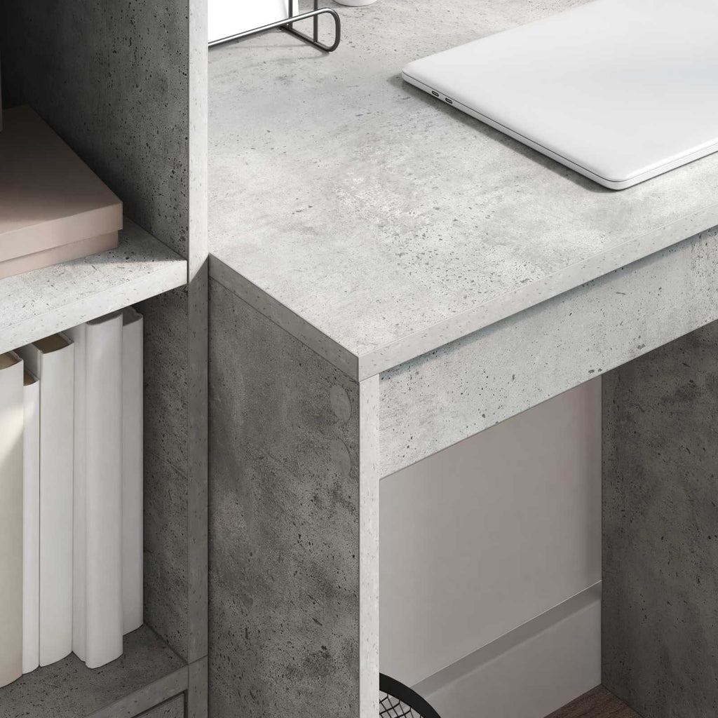 Scrivania con cassetto con lo scaffale 2 pcs Grigio cemento