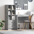 Scrivania con cassetto con lo scaffale 2 pcs Grigio cemento
