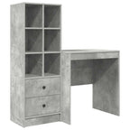 Scrivania con cassetto con lo scaffale 2 pcs Grigio cemento
