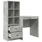 Scrivania con cassetto con lo scaffale 2 pcs Grigio cemento