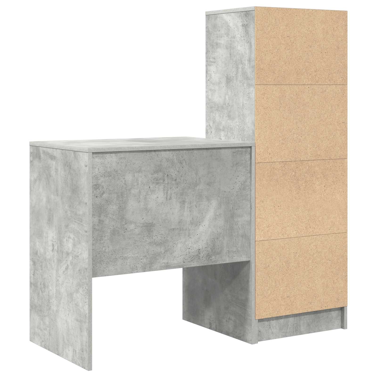 Scrivania con cassetto con lo scaffale 2 pcs Grigio cemento