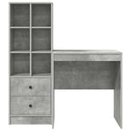 Scrivania con cassetto con lo scaffale 2 pcs Grigio cemento