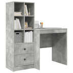 Scrivania con cassetto con lo scaffale 2 pcs Grigio cemento