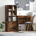 Scrivania con cassetto con lo scaffale 2 pcs Rovere fumé