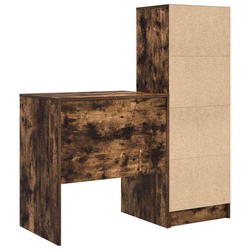 Scrivania con cassetto con lo scaffale 2 pcs Rovere fumé