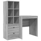 Scrivania con cassetto con lo scaffale 2 pcs Grigio Sonoma