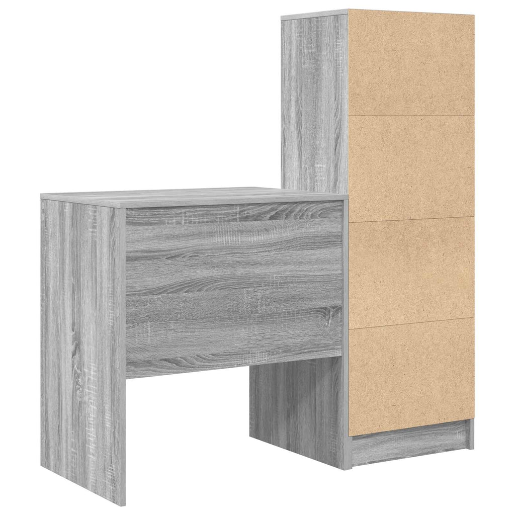 Scrivania con cassetto con lo scaffale 2 pcs Grigio Sonoma