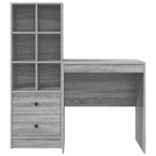 Scrivania con cassetto con lo scaffale 2 pcs Grigio Sonoma