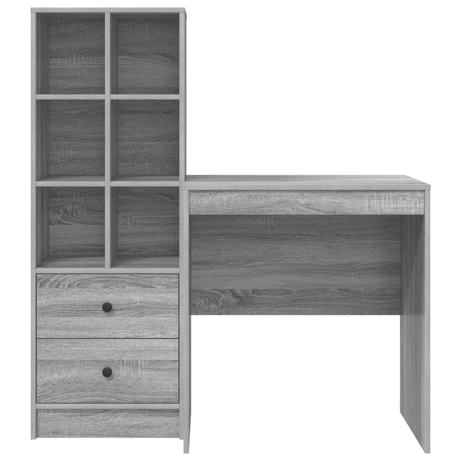 Scrivania con cassetto con lo scaffale 2 pcs Grigio Sonoma