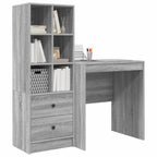 Scrivania con cassetto con lo scaffale 2 pcs Grigio Sonoma