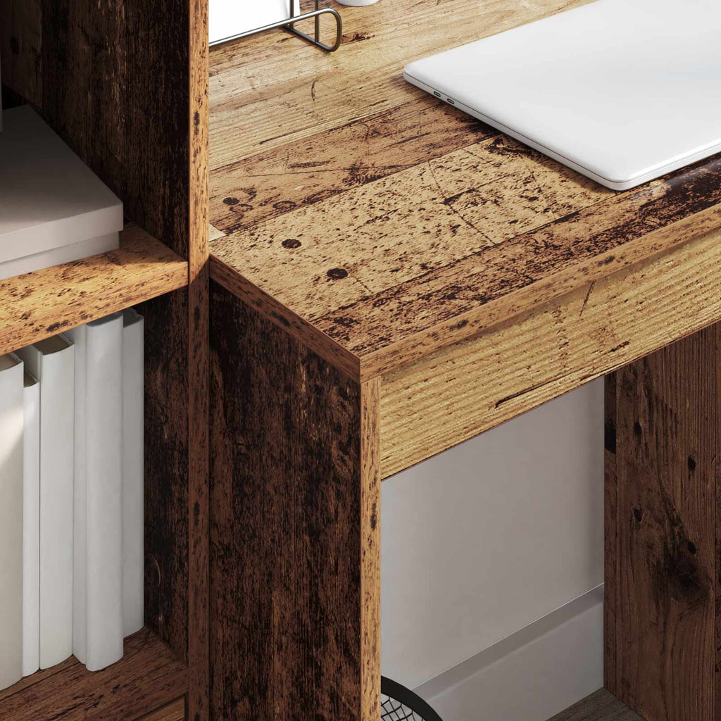Scrivania con cassetto con lo scaffale 2 pcs Legno vecchio