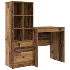 Scrivania con cassetto con lo scaffale 2 pcs Legno vecchio