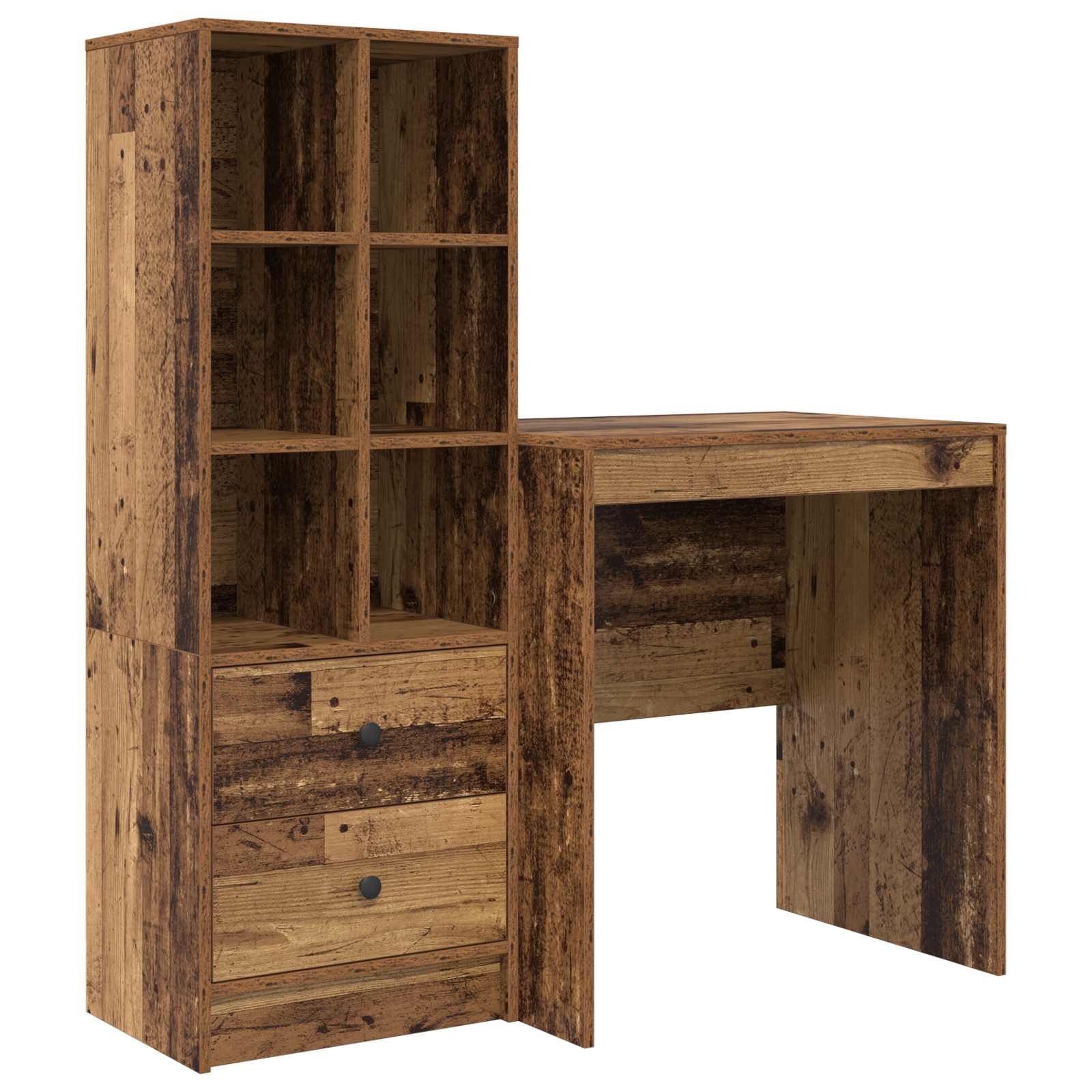 Scrivania con cassetto con lo scaffale 2 pcs Legno vecchio