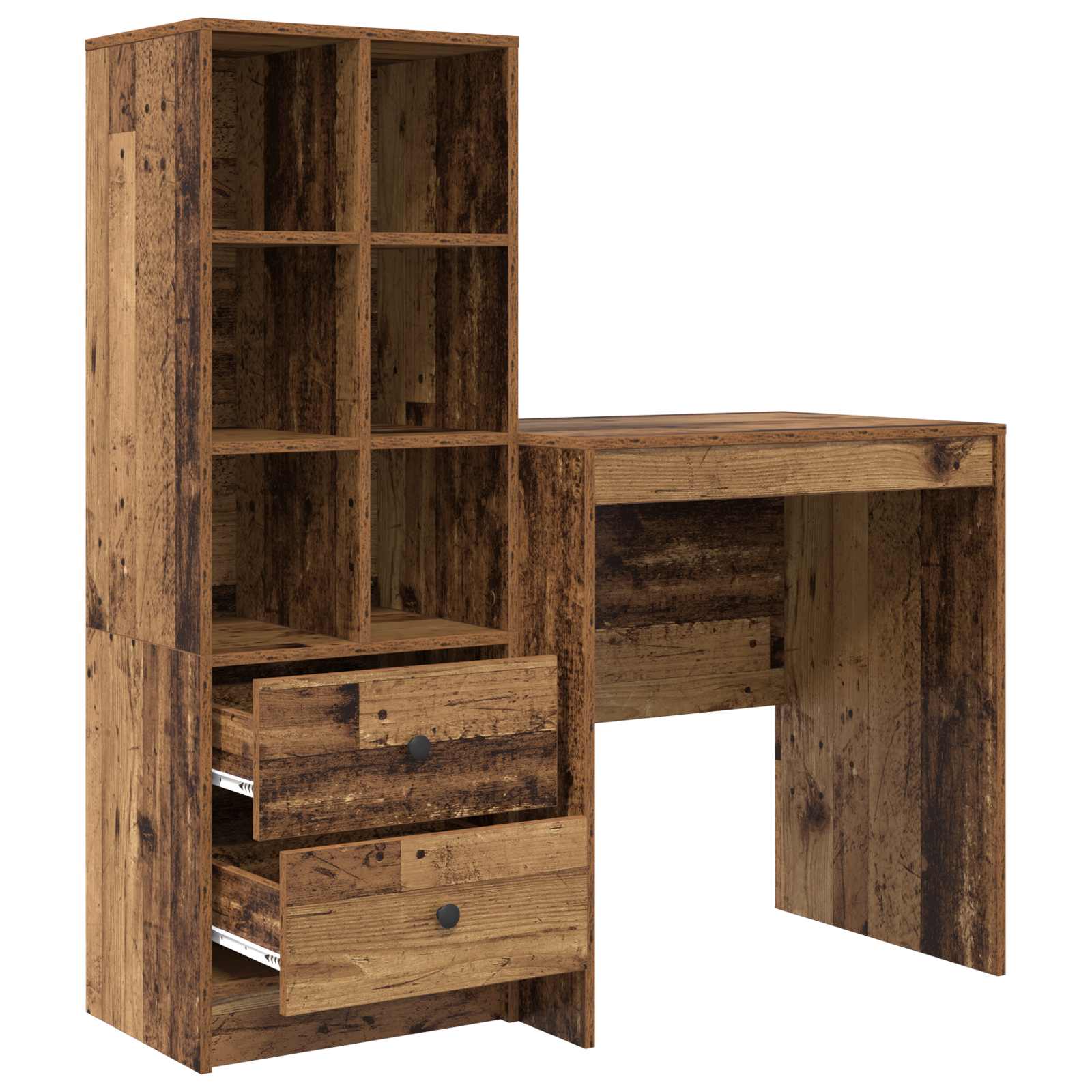 Scrivania con cassetto con lo scaffale 2 pcs Legno vecchio