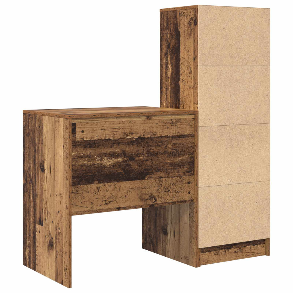 Scrivania con cassetto con lo scaffale 2 pcs Legno vecchio