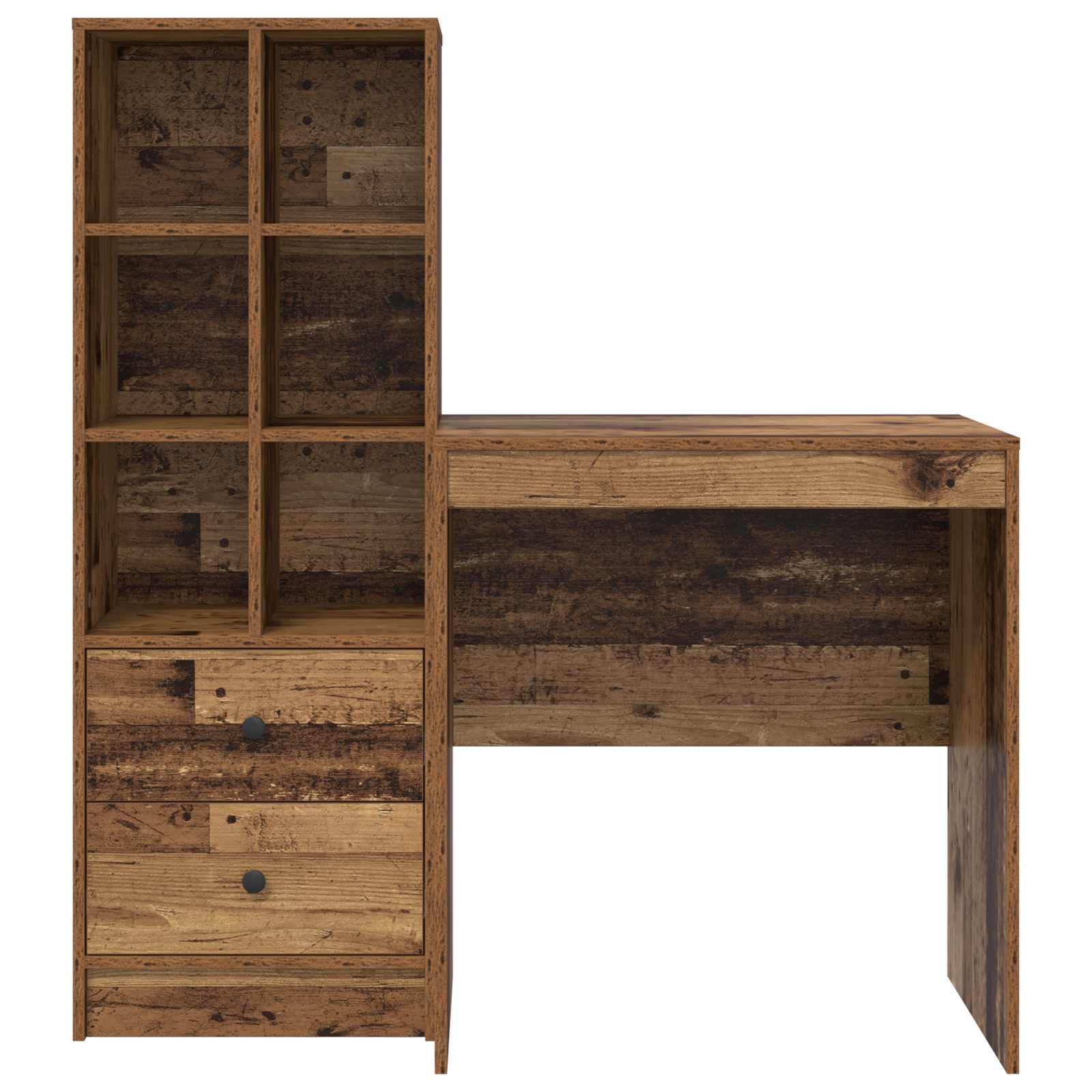 Scrivania con cassetto con lo scaffale 2 pcs Legno vecchio