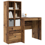 Scrivania con cassetto con lo scaffale 2 pcs Legno vecchio