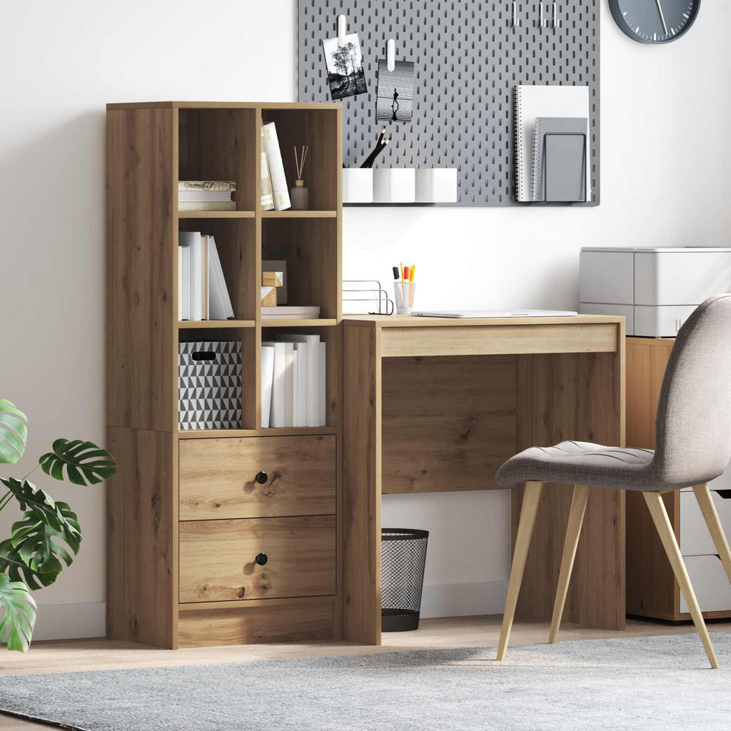 Scrivania con cassetto con lo scaffale 2 pcs Rovere artigianale