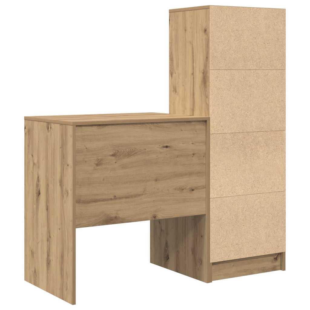 Scrivania con cassetto con lo scaffale 2 pcs Rovere artigianale