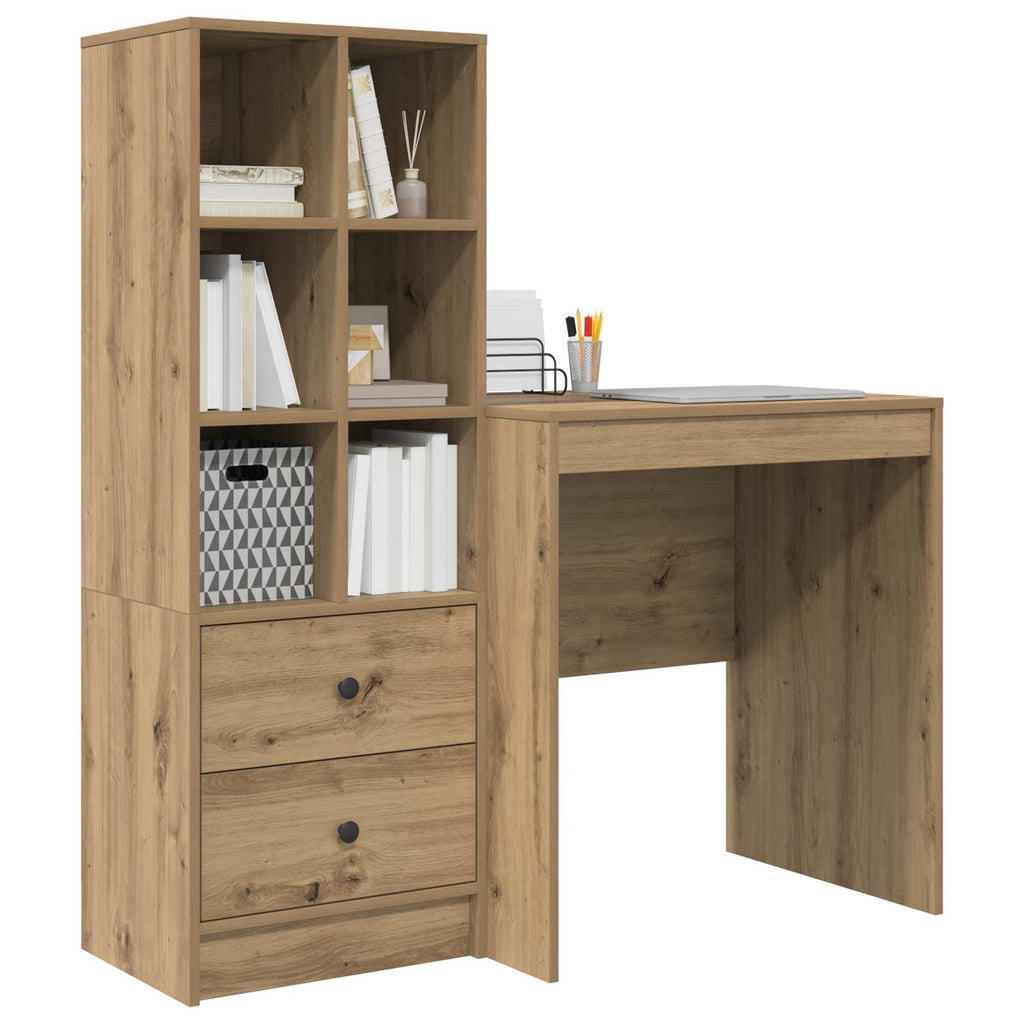 Scrivania con cassetto con lo scaffale 2 pcs Rovere artigianale