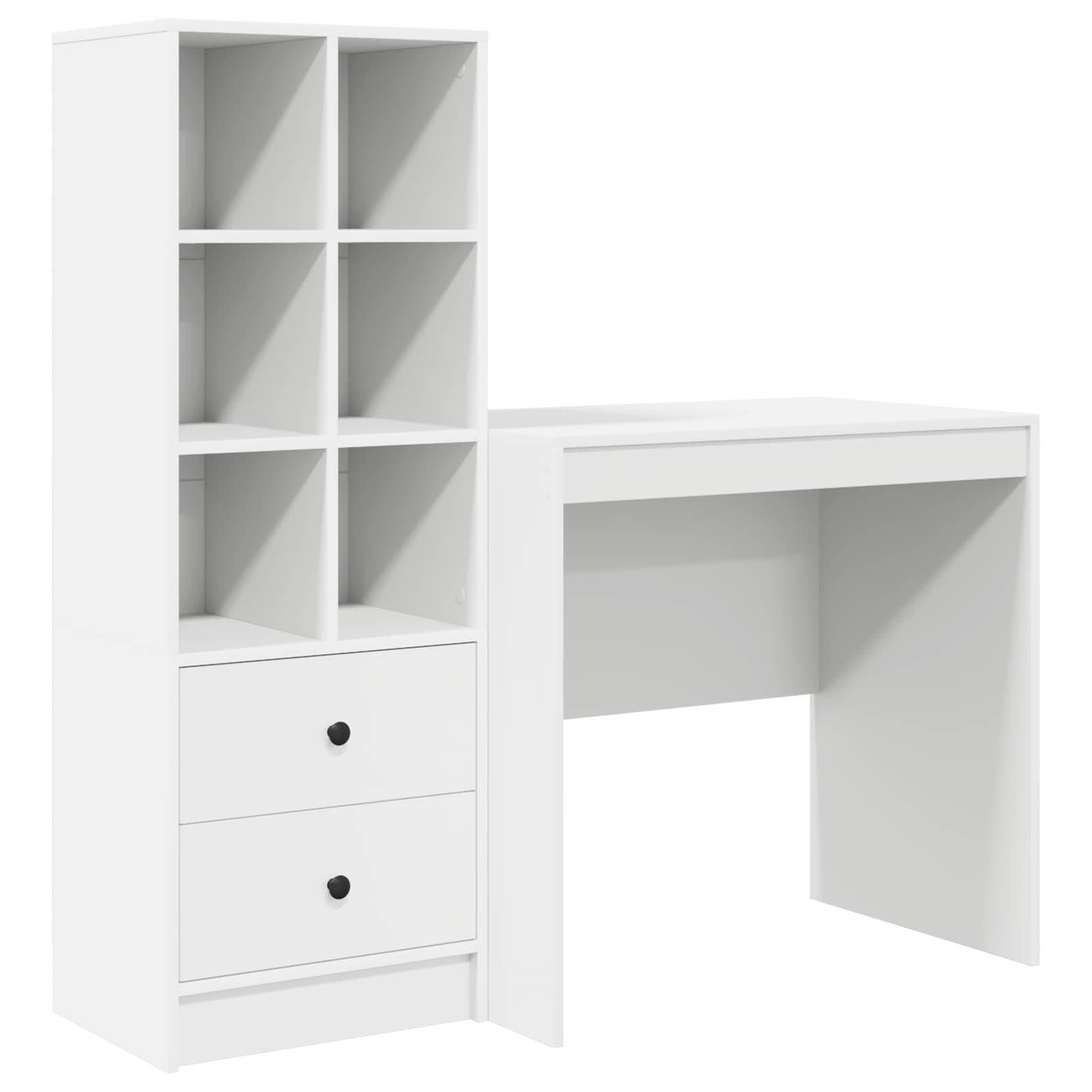 Scrivania con cassetto con lo scaffale 2 pcs Bianco