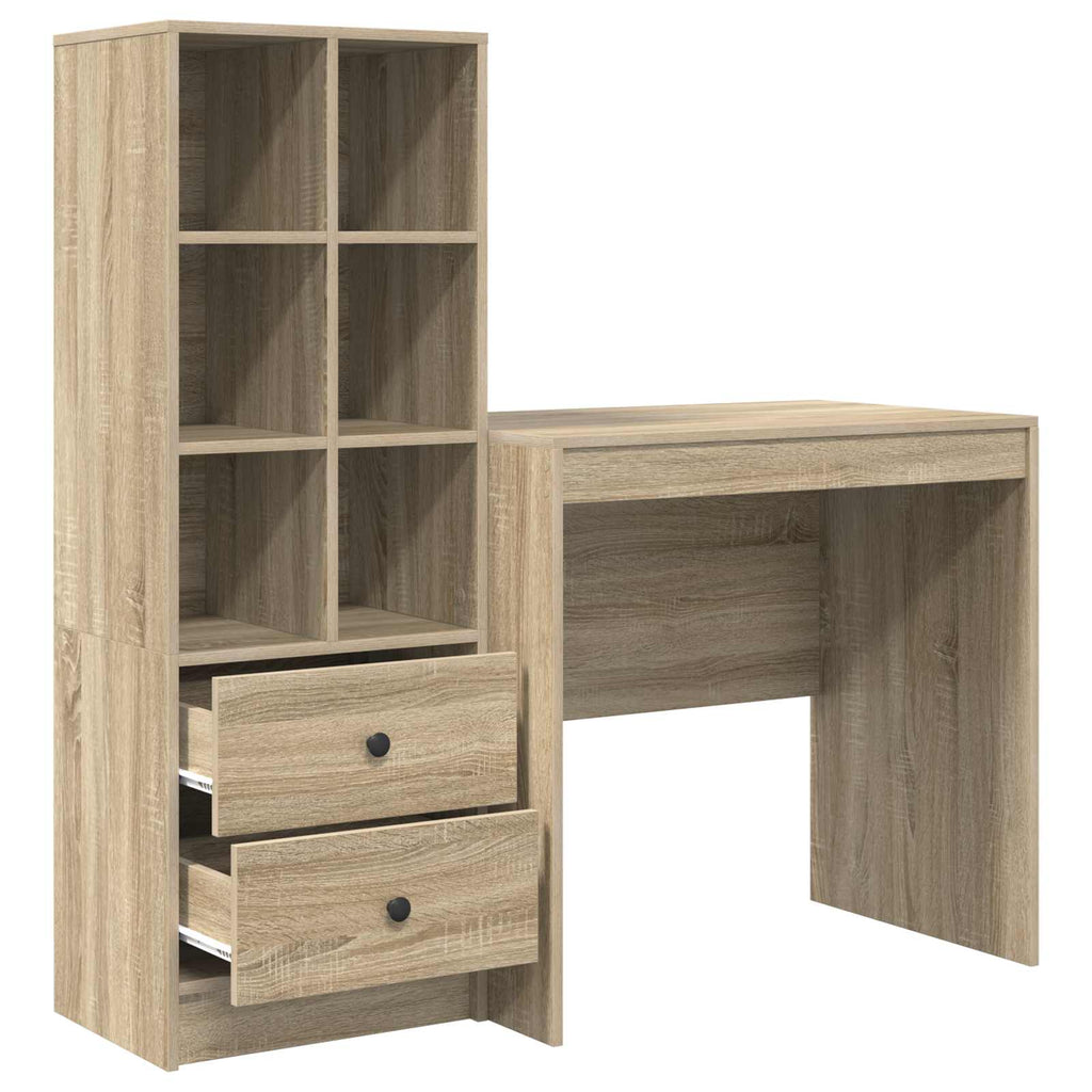 Scrivania con cassetto con lo scaffale 2 pcs Rovere Sonoma
