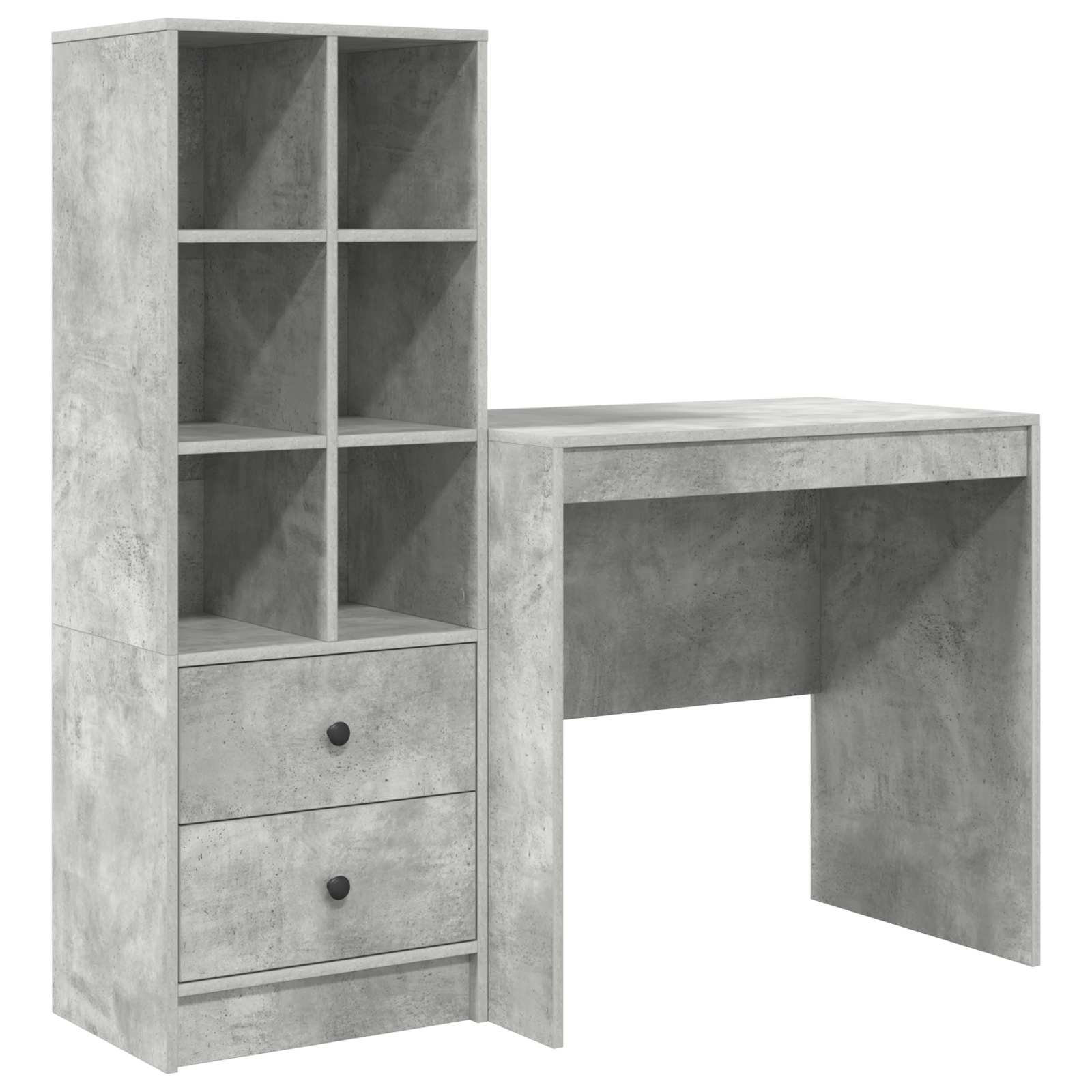 Scrivania con cassetto con lo scaffale 2 pcs Grigio cemento