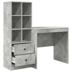 Scrivania con cassetto con lo scaffale 2 pcs Grigio cemento