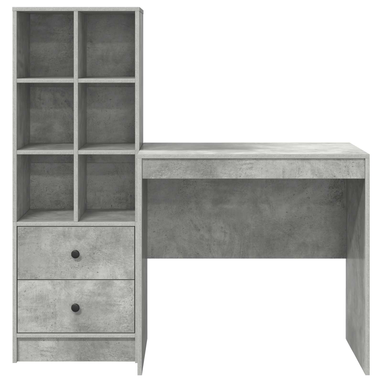 Scrivania con cassetto con lo scaffale 2 pcs Grigio cemento