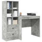 Scrivania con cassetto con lo scaffale 2 pcs Grigio cemento